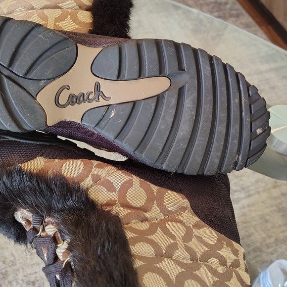 Coach Black and Brown Fur-Trim Winter Boots - Picture 5 of 6